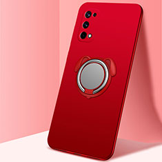 Funda Silicona Carcasa Ultrafina Goma con Magnetico Anillo de dedo Soporte A02 para Realme V15 5G Rojo