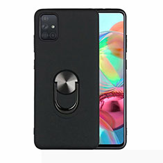 Funda Silicona Carcasa Ultrafina Goma con Magnetico Anillo de dedo Soporte A02 para Samsung Galaxy A51 5G Negro