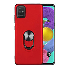 Funda Silicona Carcasa Ultrafina Goma con Magnetico Anillo de dedo Soporte A02 para Samsung Galaxy A71 5G Rojo