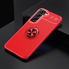 Funda Silicona Carcasa Ultrafina Goma con Magnetico Anillo de dedo Soporte A02 para Samsung Galaxy S21 Plus 5G Rojo
