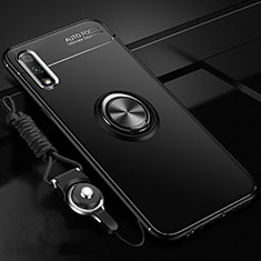 Funda Silicona Carcasa Ultrafina Goma con Magnetico Anillo de dedo Soporte A03 para Huawei Honor 9X Negro