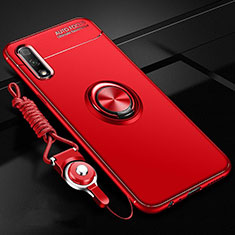 Funda Silicona Carcasa Ultrafina Goma con Magnetico Anillo de dedo Soporte A03 para Huawei Honor 9X Rojo