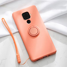 Funda Silicona Carcasa Ultrafina Goma con Magnetico Anillo de dedo Soporte A03 para Huawei Mate 30 Lite Naranja