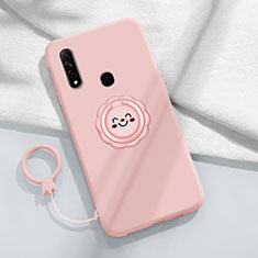 Funda Silicona Carcasa Ultrafina Goma con Magnetico Anillo de dedo Soporte A03 para Oppo A31 Rosa