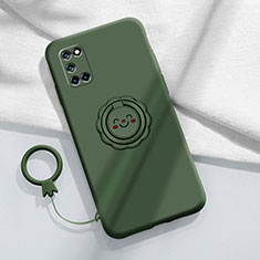 Funda Silicona Carcasa Ultrafina Goma con Magnetico Anillo de dedo Soporte A03 para Oppo A72 Verde