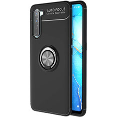 Funda Silicona Carcasa Ultrafina Goma con Magnetico Anillo de dedo Soporte A03 para Oppo F15 Negro