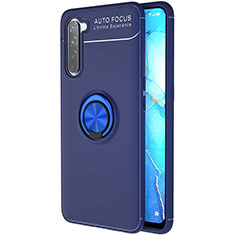 Funda Silicona Carcasa Ultrafina Goma con Magnetico Anillo de dedo Soporte A03 para Oppo Find X2 Lite Azul