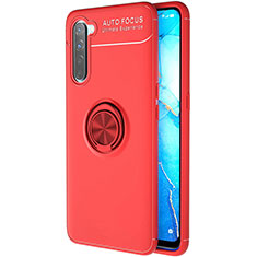 Funda Silicona Carcasa Ultrafina Goma con Magnetico Anillo de dedo Soporte A03 para Oppo Find X2 Lite Rojo