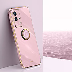 Funda Silicona Carcasa Ultrafina Goma con Magnetico Anillo de dedo Soporte A03 para Vivo iQOO 8 Pro 5G Rosa