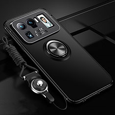 Funda Silicona Carcasa Ultrafina Goma con Magnetico Anillo de dedo Soporte A03 para Xiaomi Mi 11 Ultra 5G Negro