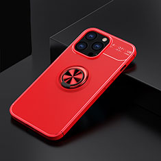 Funda Silicona Carcasa Ultrafina Goma con Magnetico Anillo de dedo Soporte A05 para Apple iPhone 16 Pro Max Rojo