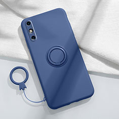 Funda Silicona Carcasa Ultrafina Goma con Magnetico Anillo de dedo Soporte A05 para Huawei Enjoy 10e Azul