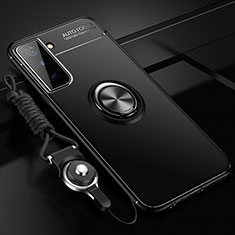 Funda Silicona Carcasa Ultrafina Goma con Magnetico Anillo de dedo Soporte A05 para Samsung Galaxy S21 FE 5G Negro