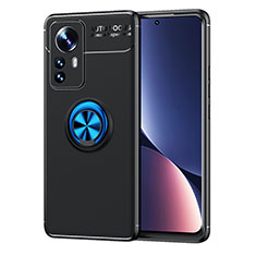 Funda Silicona Carcasa Ultrafina Goma con Magnetico Anillo de dedo Soporte A05 para Xiaomi Mi 12 Lite 5G Azul y Negro