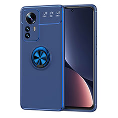 Funda Silicona Carcasa Ultrafina Goma con Magnetico Anillo de dedo Soporte A05 para Xiaomi Mi 12S Pro 5G Azul