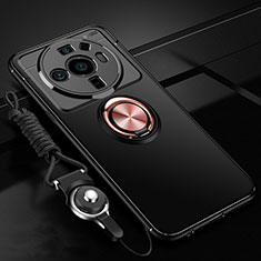 Funda Silicona Carcasa Ultrafina Goma con Magnetico Anillo de dedo Soporte A05 para Xiaomi Mi 12S Ultra 5G Oro