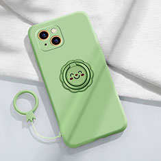 Funda Silicona Carcasa Ultrafina Goma con Magnetico Anillo de dedo Soporte A06 para Apple iPhone 13 Mini Verde