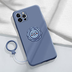 Funda Silicona Carcasa Ultrafina Goma con Magnetico Anillo de dedo Soporte A06 para Apple iPhone 16 Pro Gris Lavanda