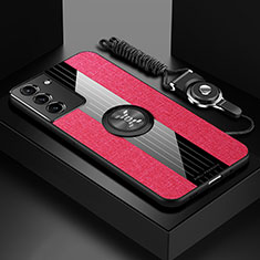 Funda Silicona Carcasa Ultrafina Goma con Magnetico Anillo de dedo Soporte A06 para Samsung Galaxy S24 5G Rojo