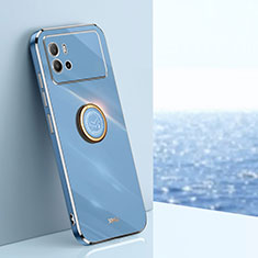 Funda Silicona Carcasa Ultrafina Goma con Magnetico Anillo de dedo Soporte A06 para Vivo iQOO 9 Pro 5G Azul