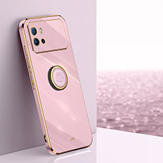 Funda Silicona Carcasa Ultrafina Goma con Magnetico Anillo de dedo Soporte A06 para Vivo iQOO 9 Pro 5G Rosa