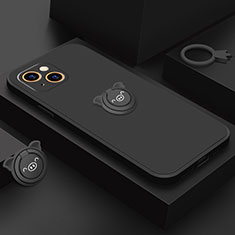 Funda Silicona Carcasa Ultrafina Goma con Magnetico Anillo de dedo Soporte A07 para Apple iPhone 14 Plus Negro