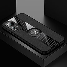 Funda Silicona Carcasa Ultrafina Goma con Magnetico Anillo de dedo Soporte A07 para Xiaomi Mi 12 5G Negro