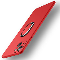 Funda Silicona Carcasa Ultrafina Goma con Magnetico Anillo de dedo Soporte A09 para Apple iPhone 15 Plus Rojo