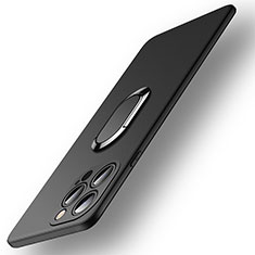 Funda Silicona Carcasa Ultrafina Goma con Magnetico Anillo de dedo Soporte A09 para Apple iPhone 15 Pro Max Negro