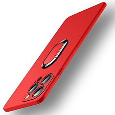 Funda Silicona Carcasa Ultrafina Goma con Magnetico Anillo de dedo Soporte A09 para Apple iPhone 15 Pro Rojo