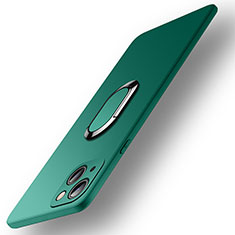 Funda Silicona Carcasa Ultrafina Goma con Magnetico Anillo de dedo Soporte A09 para Apple iPhone 15 Verde