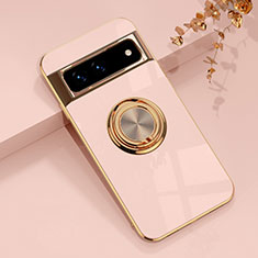 Funda Silicona Carcasa Ultrafina Goma con Magnetico Anillo de dedo Soporte AN1 para Google Pixel 7 5G Oro Rosa