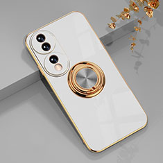 Funda Silicona Carcasa Ultrafina Goma con Magnetico Anillo de dedo Soporte AN1 para Huawei Honor 70 5G Blanco