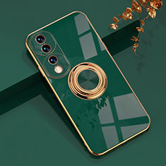 Funda Silicona Carcasa Ultrafina Goma con Magnetico Anillo de dedo Soporte AN1 para Huawei Honor 70 Pro 5G Verde