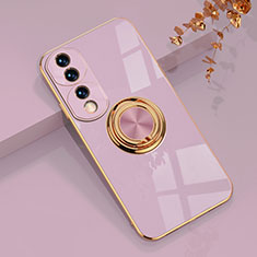 Funda Silicona Carcasa Ultrafina Goma con Magnetico Anillo de dedo Soporte AN1 para Huawei Honor 70 Pro+ Plus 5G Purpura Claro