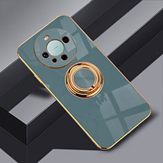 Funda Silicona Carcasa Ultrafina Goma con Magnetico Anillo de dedo Soporte AN1 para Huawei Mate 60 Gris Lavanda