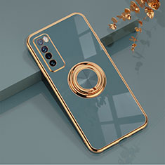 Funda Silicona Carcasa Ultrafina Goma con Magnetico Anillo de dedo Soporte AN1 para Huawei Nova 7 5G Gris Lavanda