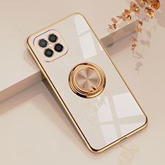 Funda Silicona Carcasa Ultrafina Goma con Magnetico Anillo de dedo Soporte AN1 para Huawei Nova 8 SE 4G Blanco