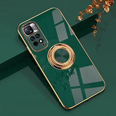 Funda Silicona Carcasa Ultrafina Goma con Magnetico Anillo de dedo Soporte AN1 para Xiaomi Poco X4 NFC Verde