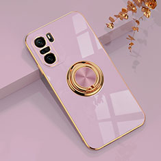 Funda Silicona Carcasa Ultrafina Goma con Magnetico Anillo de dedo Soporte AN1 para Xiaomi Redmi K40 Pro 5G Purpura Claro