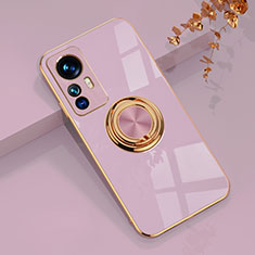 Funda Silicona Carcasa Ultrafina Goma con Magnetico Anillo de dedo Soporte AN1 para Xiaomi Redmi K50 Ultra 5G Purpura Claro