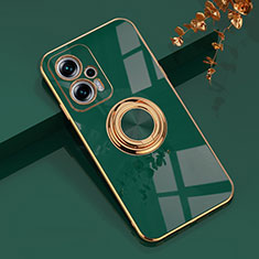 Funda Silicona Carcasa Ultrafina Goma con Magnetico Anillo de dedo Soporte AN1 para Xiaomi Redmi K50i 5G Verde