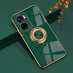 Funda Silicona Carcasa Ultrafina Goma con Magnetico Anillo de dedo Soporte AN1 para Xiaomi Redmi Note 11E 5G Verde