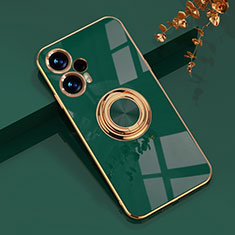 Funda Silicona Carcasa Ultrafina Goma con Magnetico Anillo de dedo Soporte AN1 para Xiaomi Redmi Note 12 Turbo 5G Verde