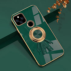 Funda Silicona Carcasa Ultrafina Goma con Magnetico Anillo de dedo Soporte AN2 para Google Pixel 5a 5G Verde