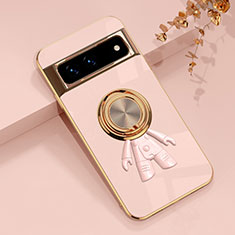 Funda Silicona Carcasa Ultrafina Goma con Magnetico Anillo de dedo Soporte AN2 para Google Pixel 7 Pro 5G Oro Rosa