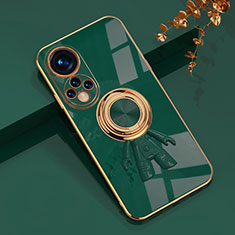 Funda Silicona Carcasa Ultrafina Goma con Magnetico Anillo de dedo Soporte AN2 para Huawei Honor 50 Pro 5G Verde