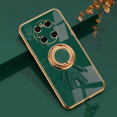 Funda Silicona Carcasa Ultrafina Goma con Magnetico Anillo de dedo Soporte AN2 para Huawei Mate 40 Pro Verde