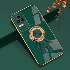 Funda Silicona Carcasa Ultrafina Goma con Magnetico Anillo de dedo Soporte AN2 para Xiaomi Poco F4 5G Verde