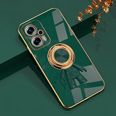 Funda Silicona Carcasa Ultrafina Goma con Magnetico Anillo de dedo Soporte AN2 para Xiaomi Redmi K50i 5G Verde